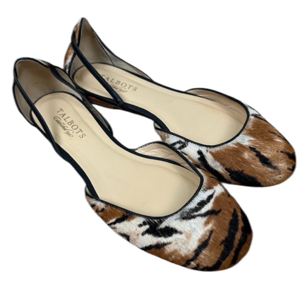 Talbots Leonora Tiger Stripe Horse Hair Flats with a leather outsole 8.5